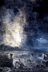 Ausbruch des Vesuvs in Neapel, Aquarell