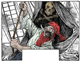 Illustration von Louis Rhead (1857-1926) für den Roman „Die Schatzinsel“ von Robert Louis Stevenson (1850-1894) 1915