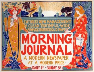 Literatur. Morgenjournal, Zeitung. Plakat von Louis Rhead, USA, ca. 1895