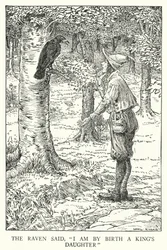 Der Rabe sagte: "Ich bin von Geburt eine Königstochter" (Lithografie)