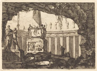 Architektonische Fantasie mit einem Obelisken und einer Arkade