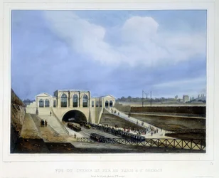 Eisenbahn von Paris nach Saint Germain - in „Paris en 1837“ von Arnout