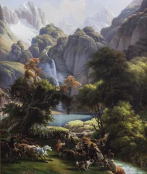 Bärenjagd am Wasserfall des Lake Oo