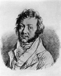 Porträt von Andre Marie Ampere (1775 - 1836) französischer Physiker. Lithographie von Louis Boilly (1761-1845)