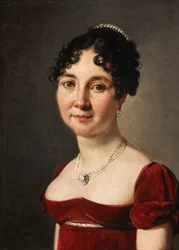 Porträt einer Frau in einem roten Samtkleid