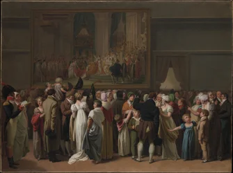 Das Publikum betrachtet Davids „Krönung“ im Louvre