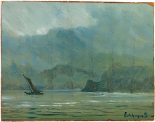 Blassblaue Landschaft