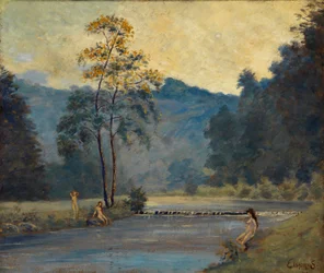 Drei Mädchen und Fluss