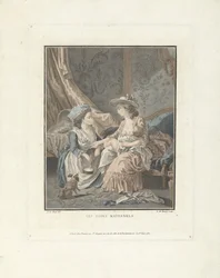 Mutter mit Kind und Dienstmädchen