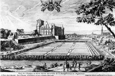 Schloss La Rochefoucauld in Liancourt; Gravur von Louis Menier - Familienarchiv