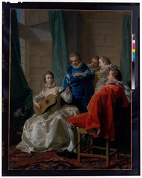 Eine spanische Frau, die Gitarre spielt