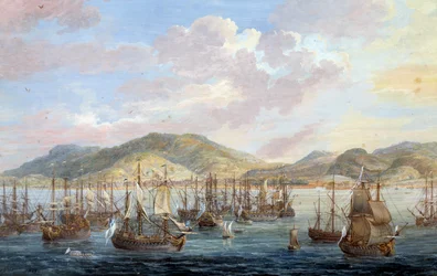 Ansicht der Stadt Cap-Français (Cap de la République), Meeresansicht in Santo Domingo. Detail (Louis Nicolas Van Blarenberghe)