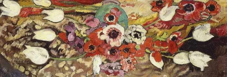 Anemonen und Weiße Tulpen