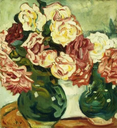 Zwei Vasen mit Rosen