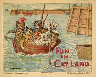 Katzen in einem Boot