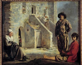 Bauern vor ihrem Haus. (1593-1648)