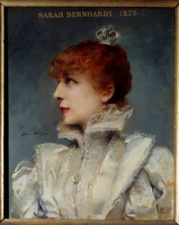 Porträt von Henriette Rosine Bernard genannt Sarah Bernhardt (1844-1923), Mitglied der Comédie-Française