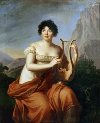 Porträt der Autorin Baronne Anne Louise Germaine de Staël als Corinne, 1807