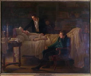 Marie Francois Xavier Bichat (1771-1802) stirbt umgeben von den Ärzten Esparon und Philibert Joseph Roux (1780-1854)