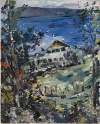 Walchensee, Landhaus mit Wäscheplatz