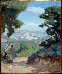 Rhodanische Landschaft. Gemälde von Joseph Loys Prat, 20. Jahrhundert
