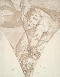 Apollo tötet den Python, Studie für ein Zwickel im Palazzo Antonio Doria (Palazzo della Prefettura), Genua