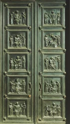 Tür der Sakristei der Messen, Kirche Santa Maria del Fiore (UNESCO-Weltkulturerbe)