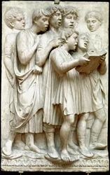 La cantoria oder singende Kinder im Chor - Marmorrelief von Luca della Robbia