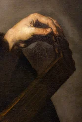 Musiker, der seine Laute stimmt (Detail)