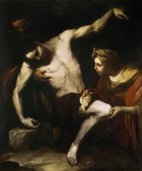 Der heilige Sebastian wird von der heiligen Irene gepflegt