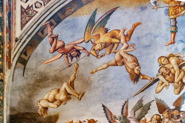 Verdammte in der Hölle, Detail mit Teufeln und Verdammten