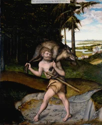 Herakles und der erymanthische Eber aus den Arbeiten des Herkules