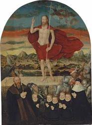 Der auferstandene Christus mit einer Stifterfamilie