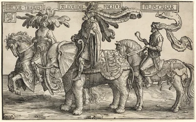 Hektor von Troja, Alexander von Makedonien, Julius Caesar, aus Die Neun Helden