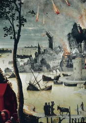 Lot und seine Töchter (Detail der Zerstörung von Sodom)