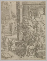 Der Dichter Virgil in einem Korb aufgehängt, 1525