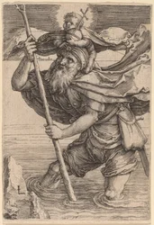 Der heilige Christophorus trägt das Jesuskind