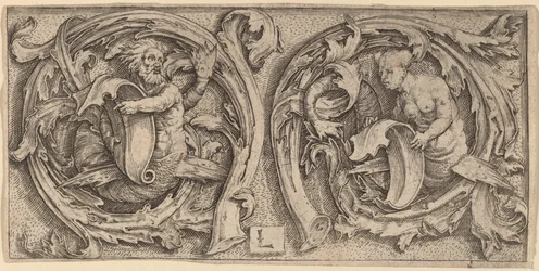 Triton und Sirene in Ranken