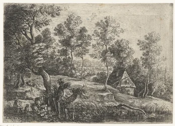 Landschaft mit einem Haus und einem Brunnen (Fünf Landschaften)