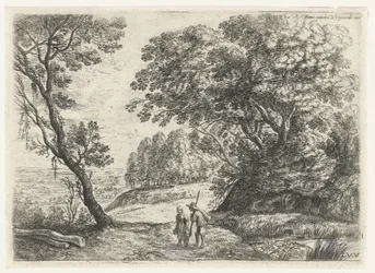 Landschaft mit einem Mann und einer Frau im Gespräch, Sechs Landschaften (Serientitel)