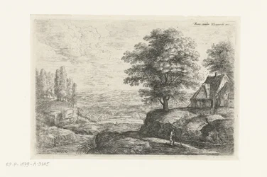 Landschaft mit einem Mann mit einem Stab