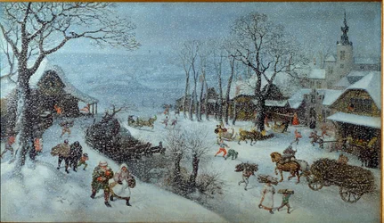 Winter. Ein Dorf unter dem Schnee