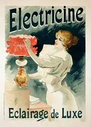 Reproduktion eines Werbeplakats für die Luxusbeleuchtung „Electricine“