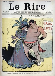 Auf dem Fest von Neuilly: Pflege - eine elegant gekleidete Frau spricht mit einem Zeichner, der von Lucien Marie Francois Metivet (1863-1930) gezeichnet wurde - das Lachen vom 8. Juni