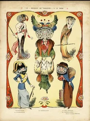 Illustration in Le Rire, 09/04/10 - Ein modischer Strauß von Schleiern - Mode, Fechten