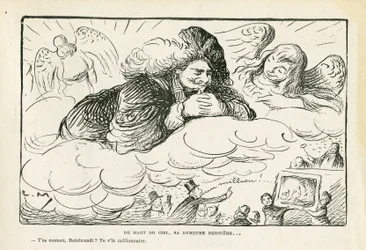 Illustration in Le Rire, 21/06/13 - Vom Himmel herab, seine letzte Ruhestätte (Gravur)
