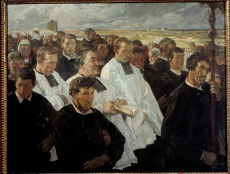 Prozession nach Penmarch in der Bretagne. Gemälde von Lucien Simon (1861-1945) 1900