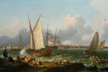 Blick von der Insel Nesserland auf Emden