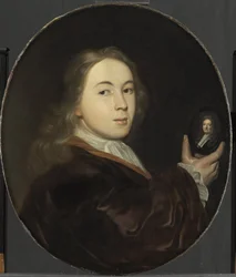 Johannes Bakhuysen (1683-1731) mit einem Miniaturporträt seines Vaters Ludolf
