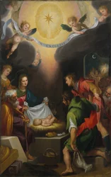 Die Anbetung der Hirten mit der heiligen Katharina von Alexandria